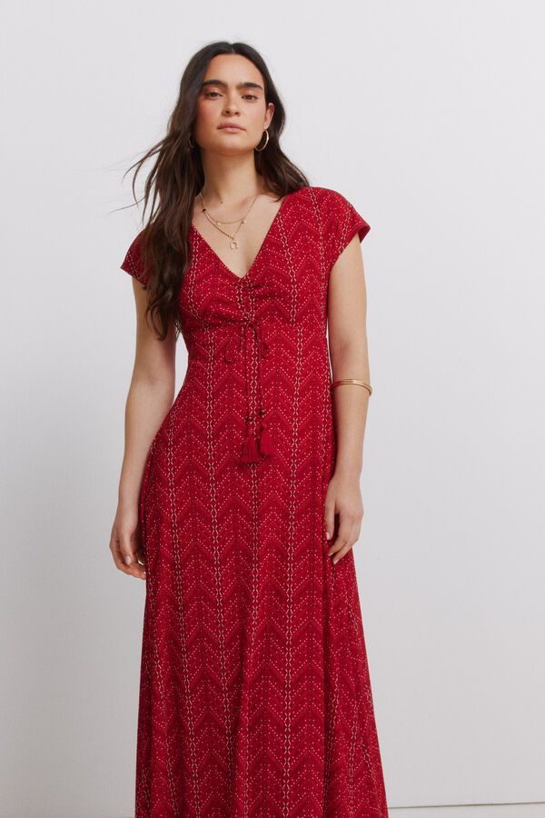 Springfield Robe midi fronc&eacute;e avec n&oelig;ud rouge