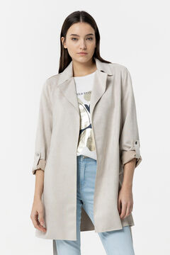 Springfield Faux suede coat with belt white