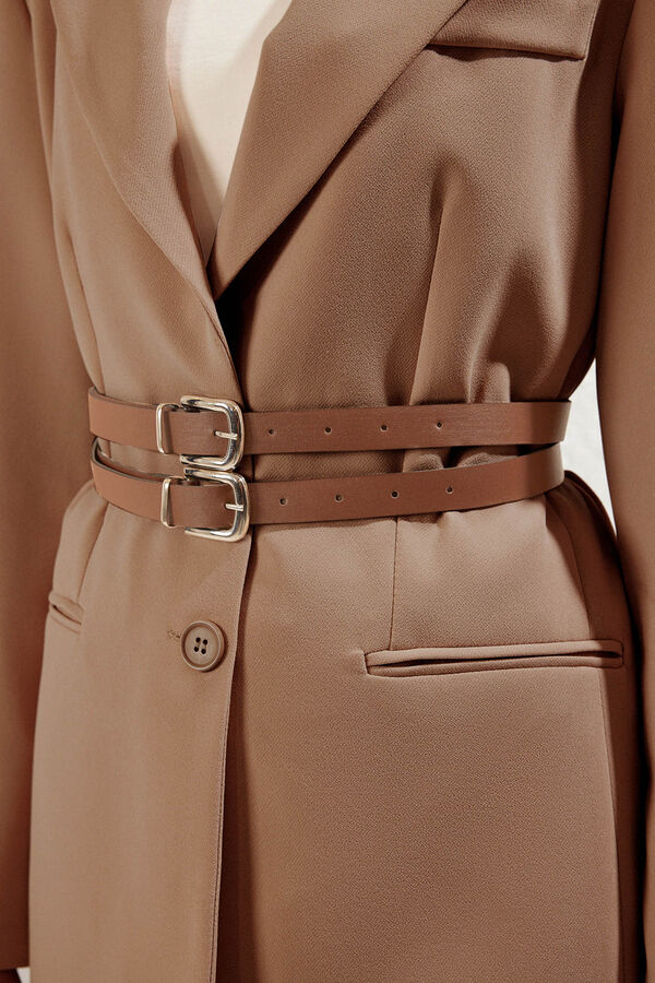 Trendyol Casaco com cinto duplo cru