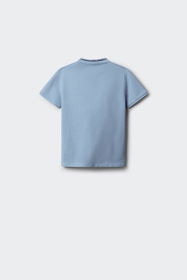 Springfield Kids Polo gola mao em chambray menino azul