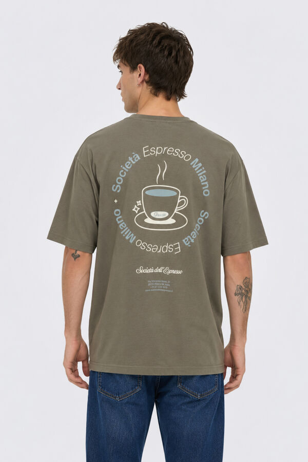 Only & Sons Camiseta relaxed fit marr&oacute;n
