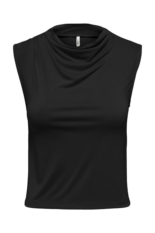Only Top cuello drapeado negro