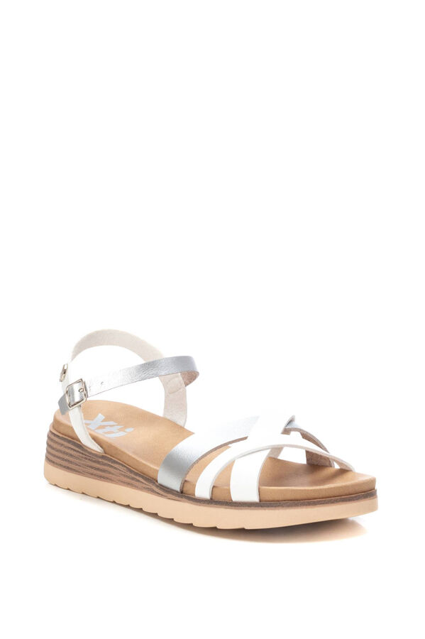 XTI Intertwined strap wedge sandal white