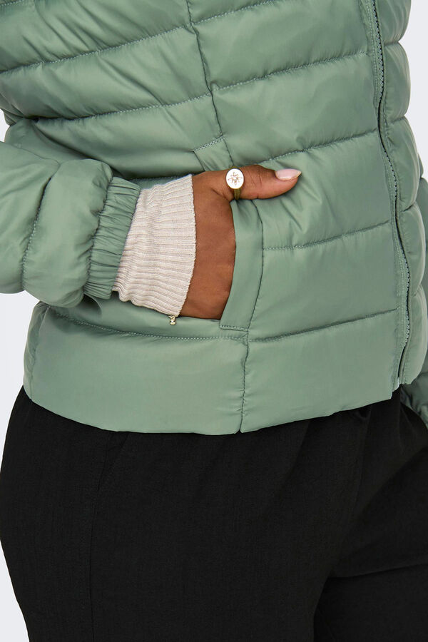 Springfield Quilted hooded puffer jacket green