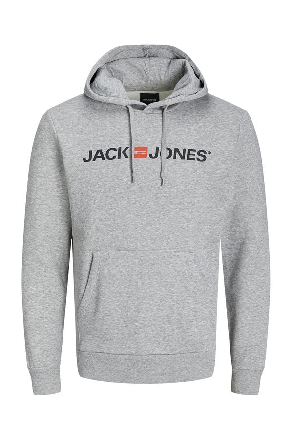 Jack & Jones Sudadera logo capucha gris