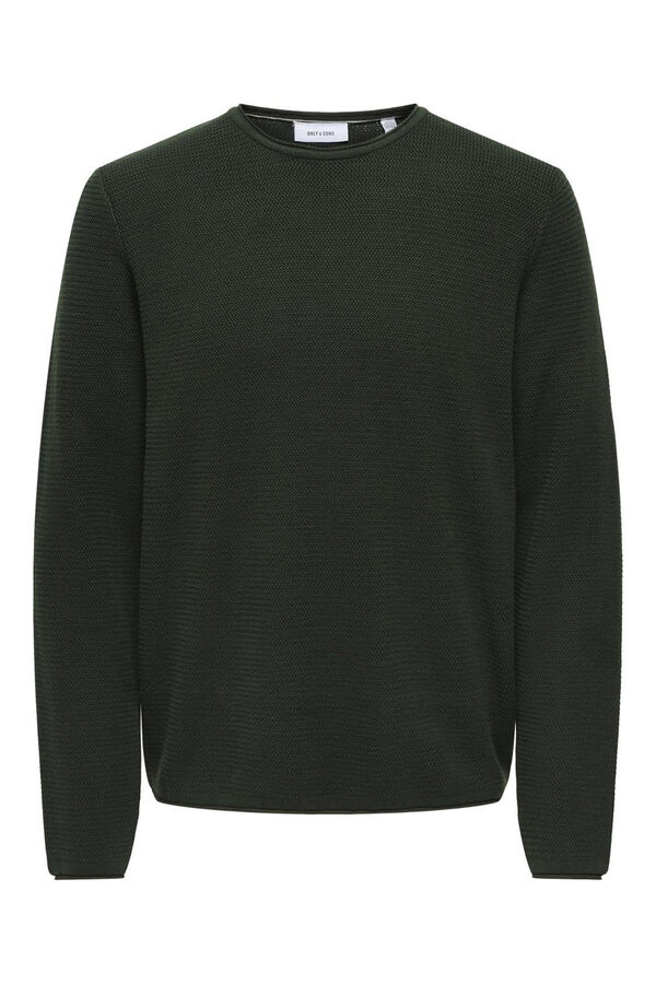 Only & Sons Sudadera de hombre de cuello redondo verde