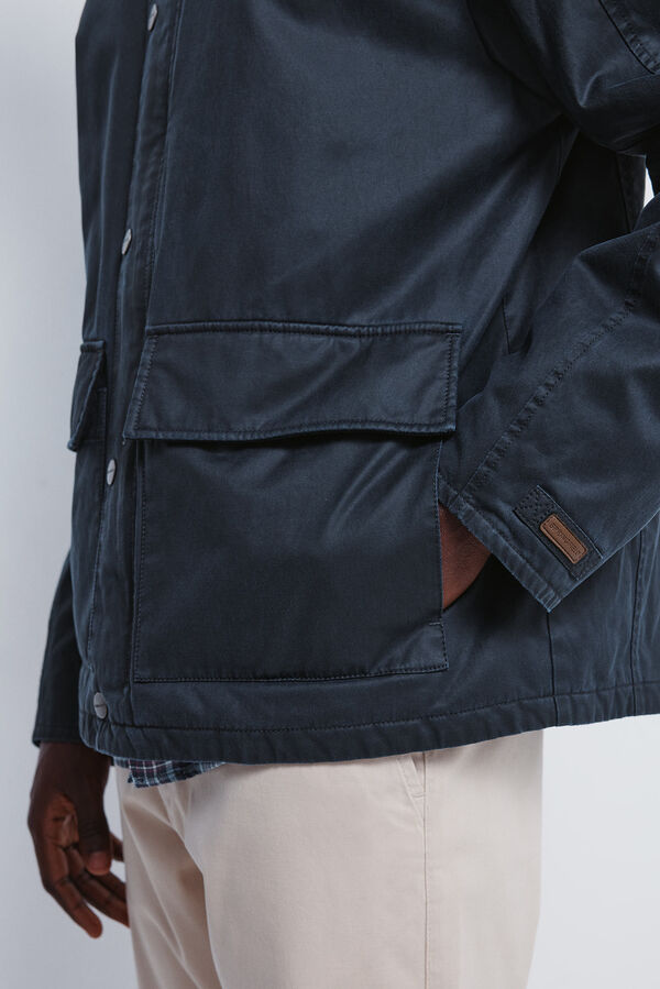 Springfield Parka curta com gola de veludo cotelê azul