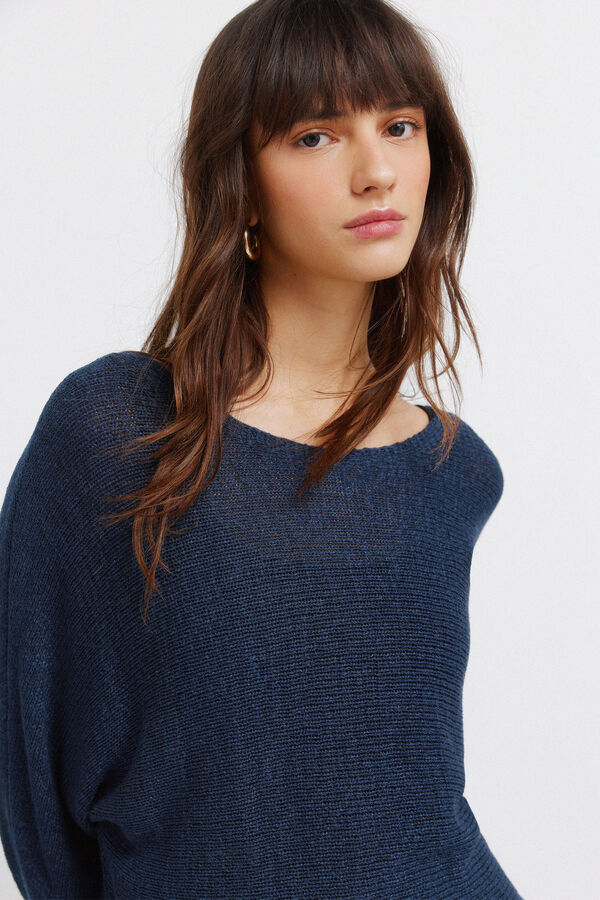 Springfield Pull uni en chenille bleu