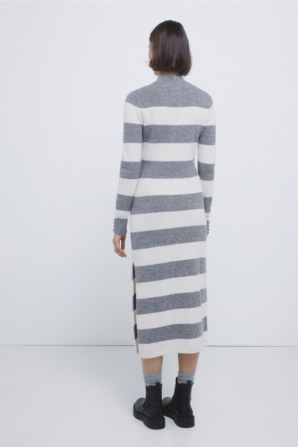 Springfield Kodak jersey-knit striped midi dress grey