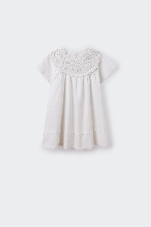 Springfield Girls' dress with crochet necklace white
