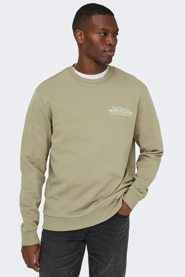 Only & Sons Sudadera cuello redondo beige