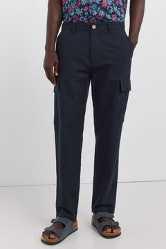 Springfield Linen comfort slim fit cargo trousers