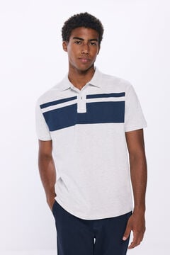 Springfield regular fit color block piqué polo shirt grey