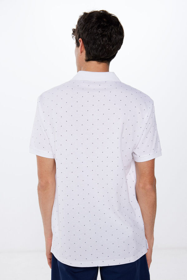 Springfield Piqué Poloshirt Print Regular Fit blanco