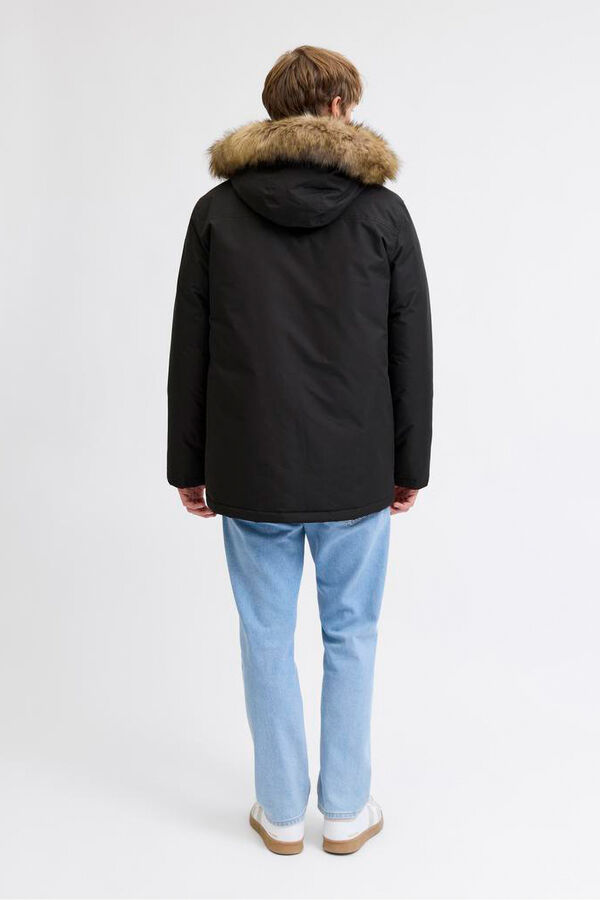 JJ REBEL Parka com capuz de pele preto