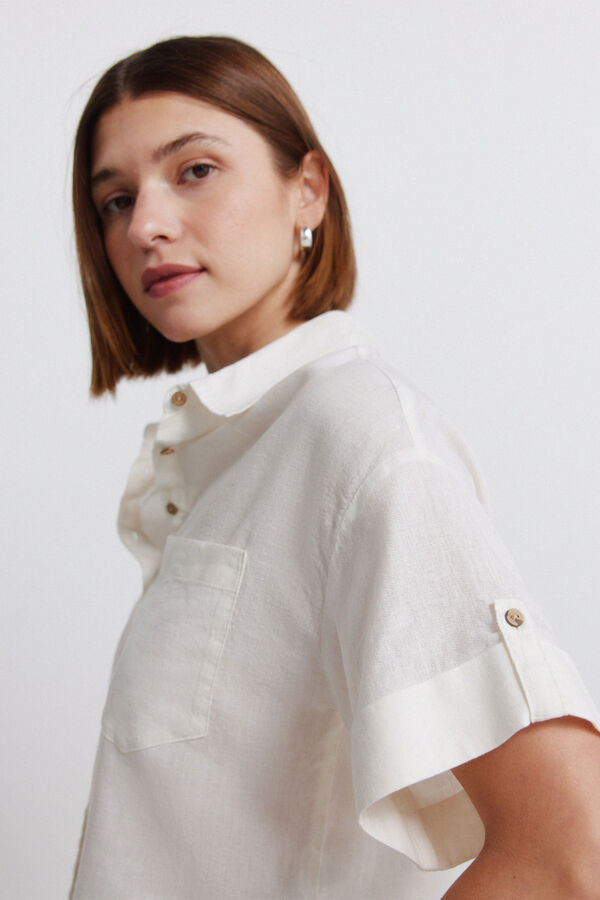 Springfield Linen short sleeve shirt brown