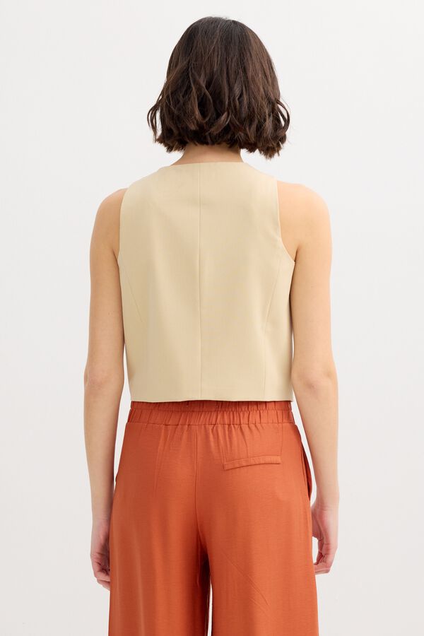 Inside Linen gilet brown