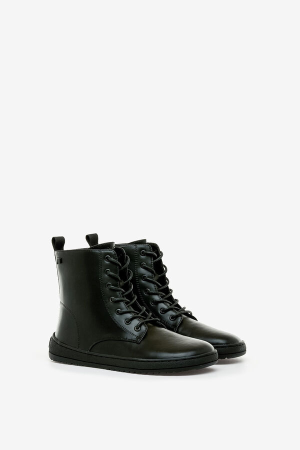 MTNG Botines barefoot militares con suela plana negro