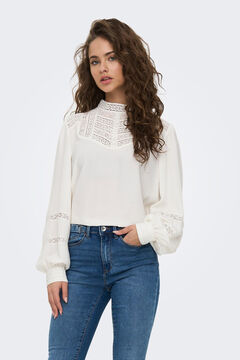 Springfield Long-sleeved blouse with lace white