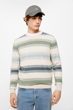 Springfield Prugasti pulover u boji s uzorkom zelena