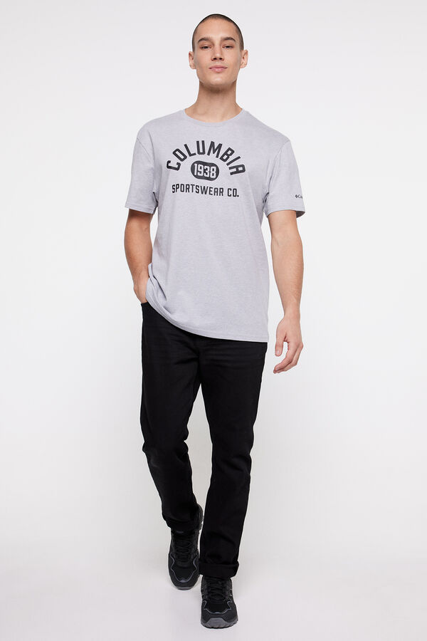 Springfield Kurzarm-T-Shirt mit Columbia-Logo silber