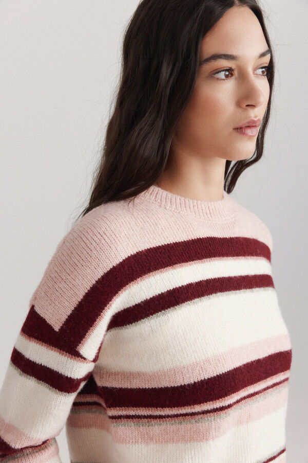 Springfield Multicoloured striped knit jumper white
