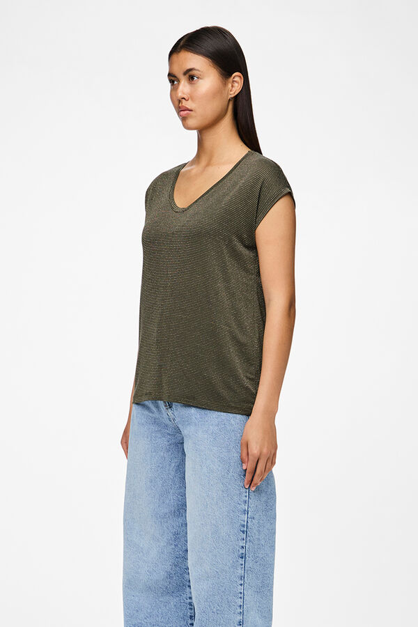 Pieces Lurex V T-shirt green