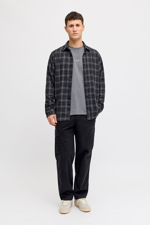 JJ REBEL Cal&ccedil;a cargo em algod&atilde;o de cintura m&eacute;dia preto