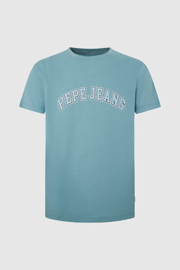 Springfield Regular fit T-shirt with varsity logo steel blue