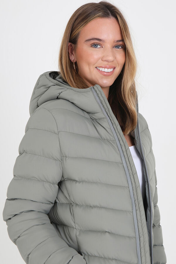 Springfield Quilted coat with hood grey