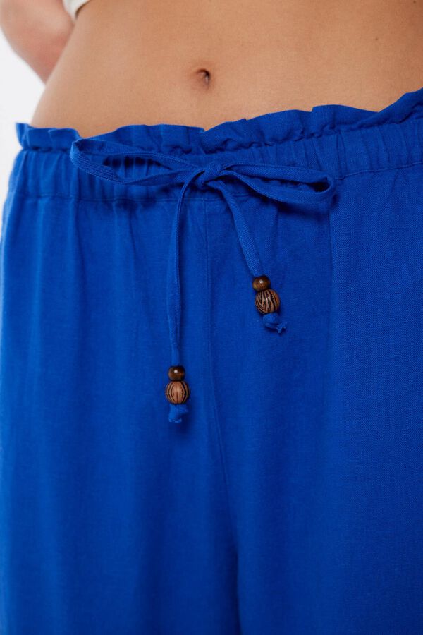 Springfield Sportske hlače od lana i viskoze plava