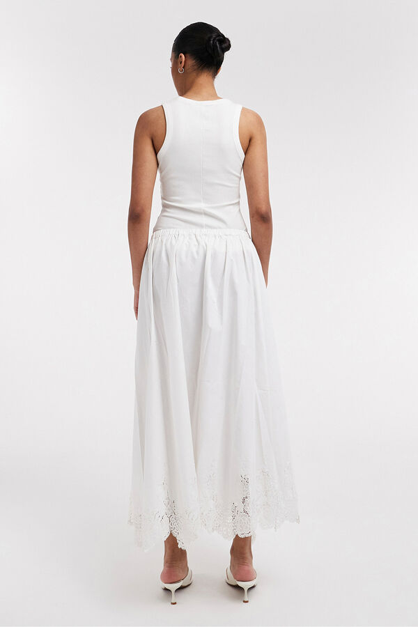 Topshop Falda midi bordado ingl&eacute;s blanco