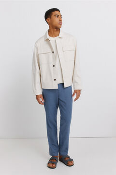 Springfield Structured linen comfort slim fit trousers