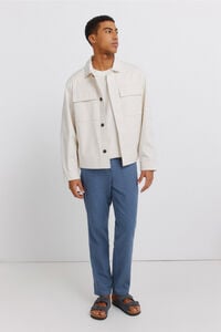 Springfield Structured linen comfort slim fit trousers