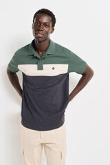 Springfield regular fit color block piqué polo shirt zelena