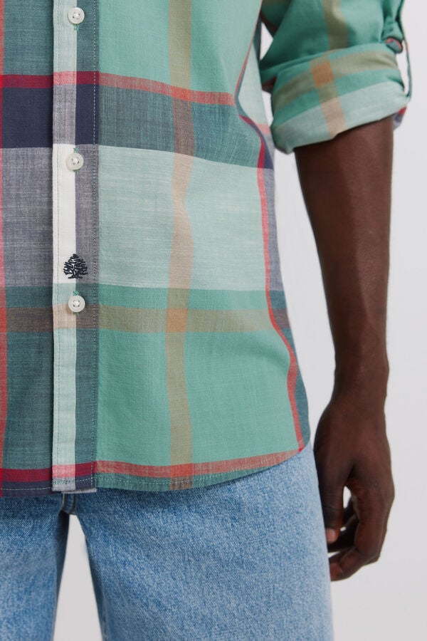 Springfield Cotton lightweight plaid shirt green