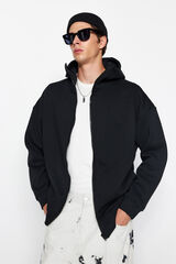 Trendyol Sudadera-c&aacute;rdigan de polar negro