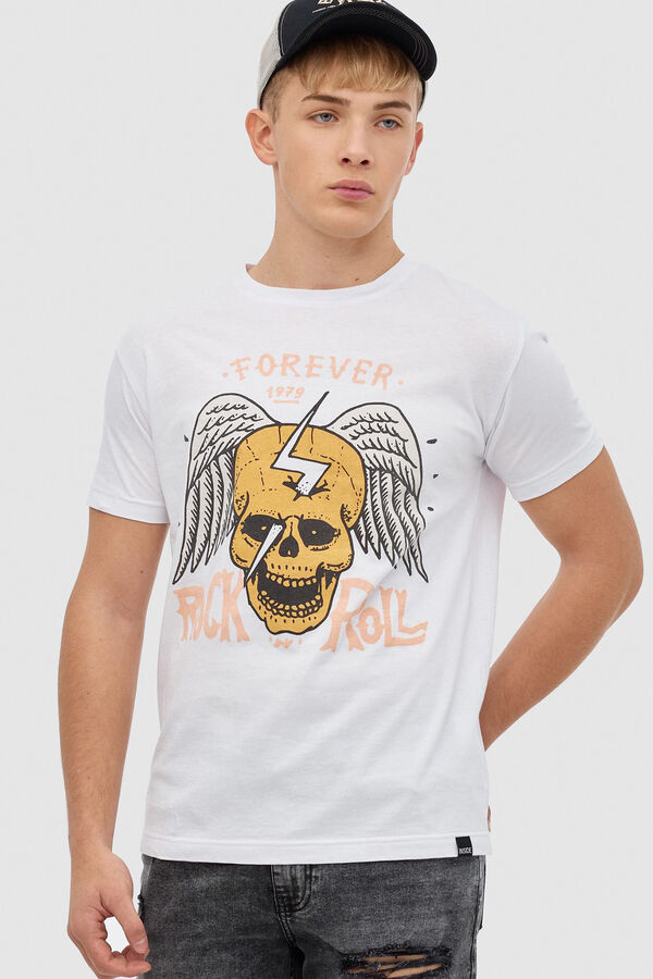 Springfield Skull print T-shirt bijela