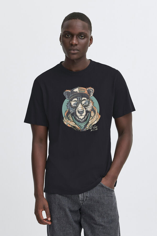 Blend Short-sleeved printed T-shirt  Crna