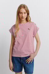 Springfield Striped button T-shirt red