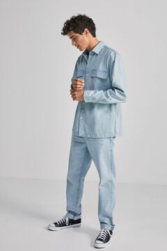 Springfield Jeans-Hemdjacke blaue mischung