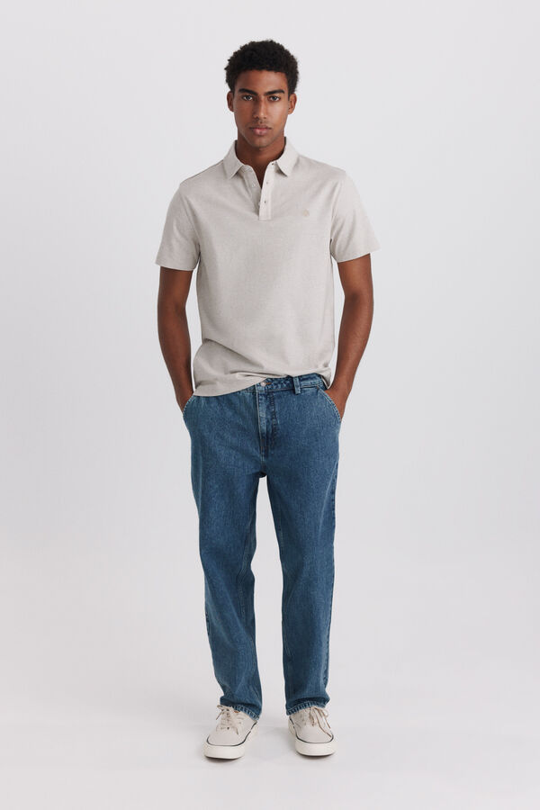Springfield Microraya jersey slim fit polo shirt nude