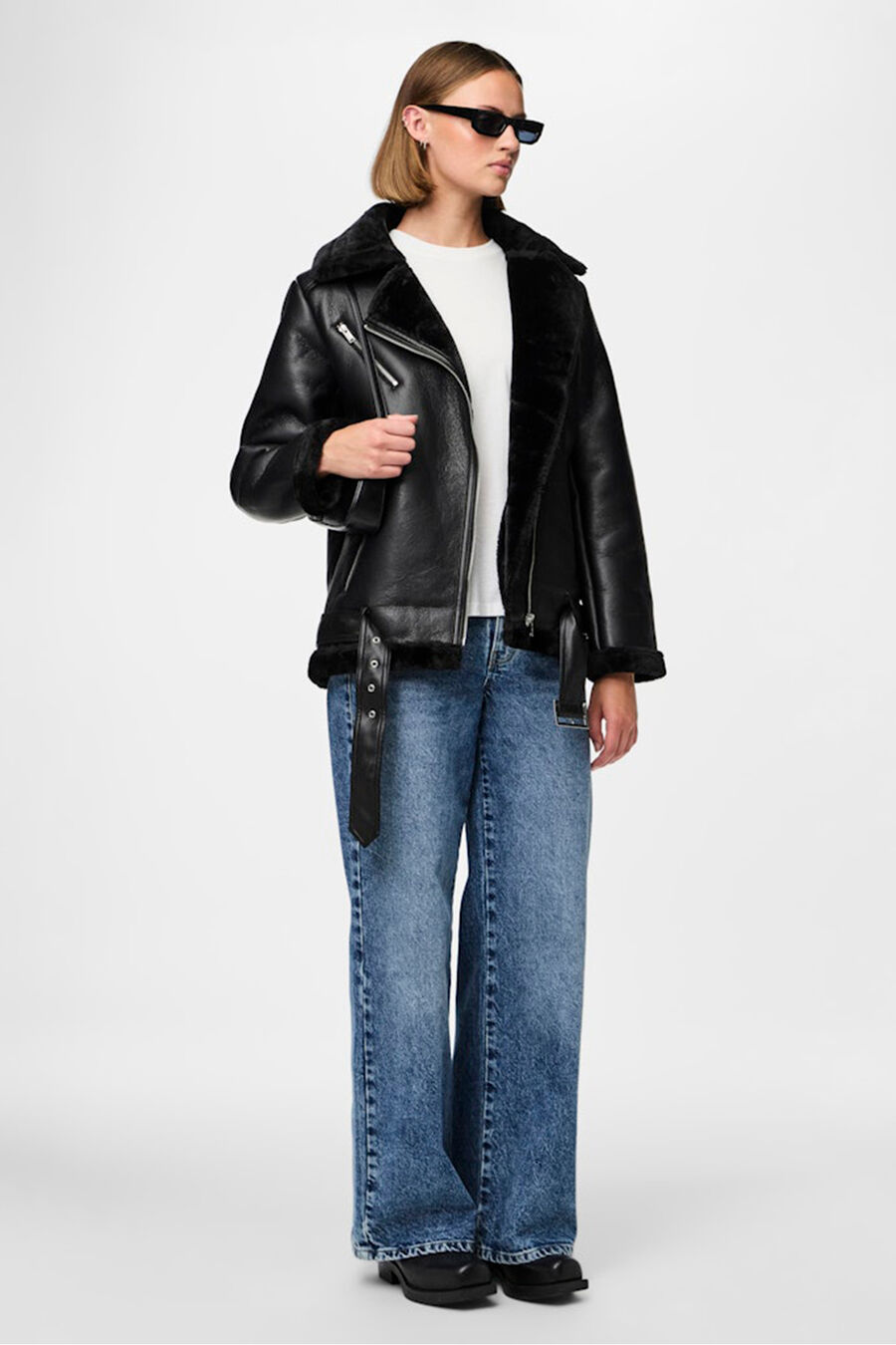 Chaqueta aviador polipiel borrego