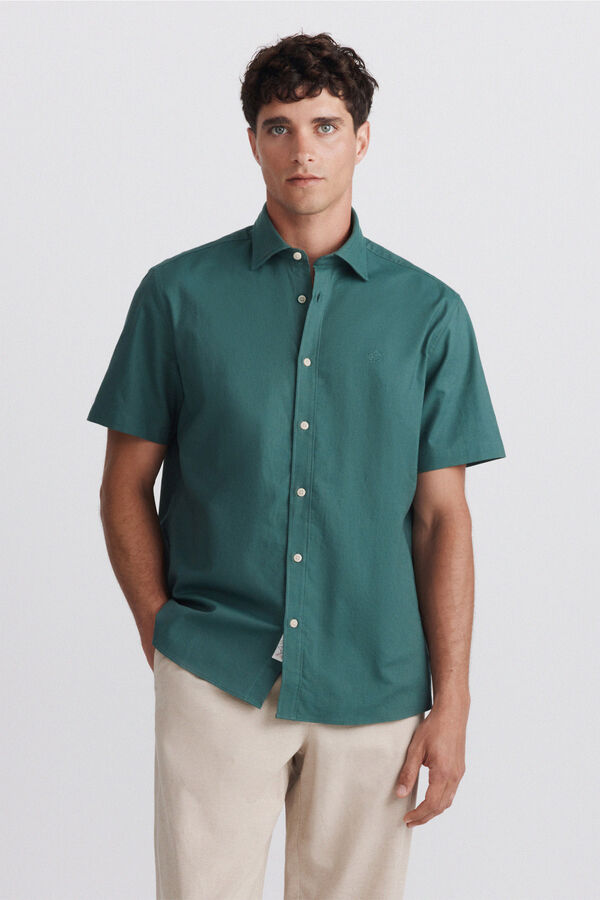 Springfield Chemise oxford &agrave; manches courtes vert