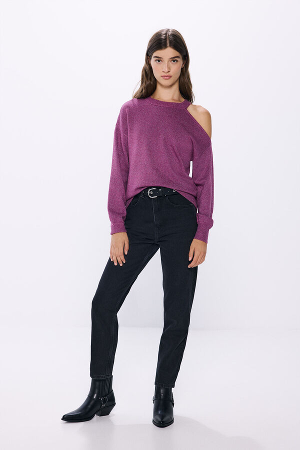 Springfield Su&eacute;ter assim&eacute;trico lurex rosa