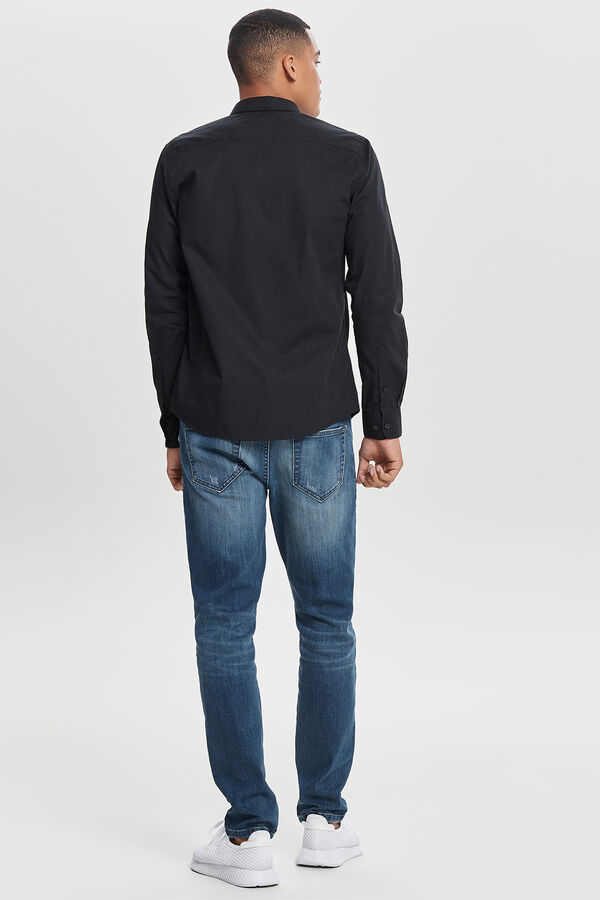 Only & Sons Slim fit 100% cotton men's shirt. black