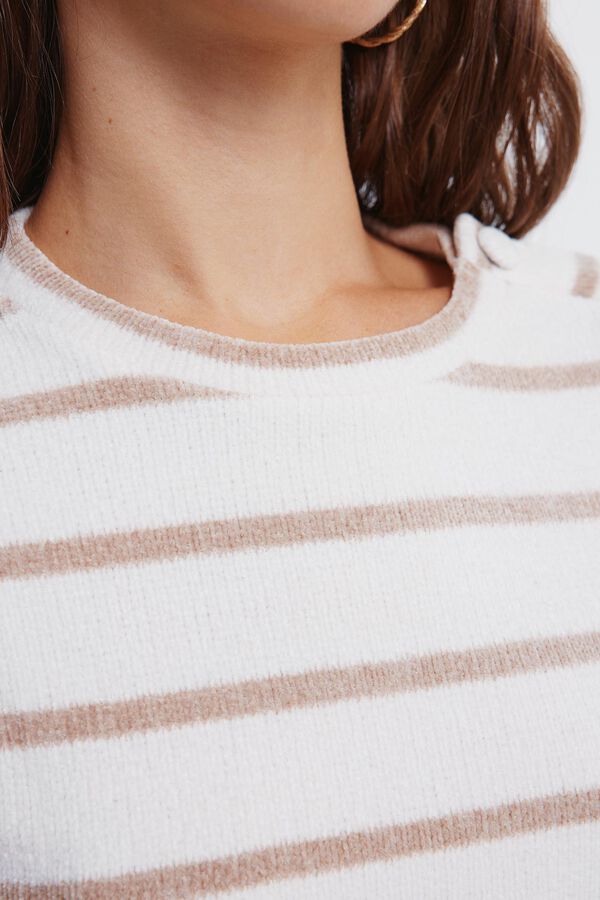 Springfield Striped chenille jumper with shoulder buttons white