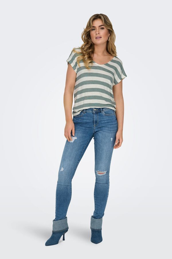 Only Striped lightweight T-shirt beige