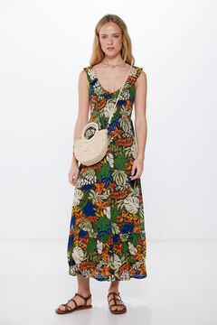 Springfield Botanic Print Midi Dress brown