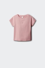 Springfield Kids T-shirt manga curta canelada para menina rosa